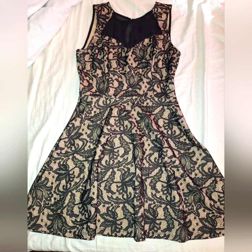 Black and nude lace dress